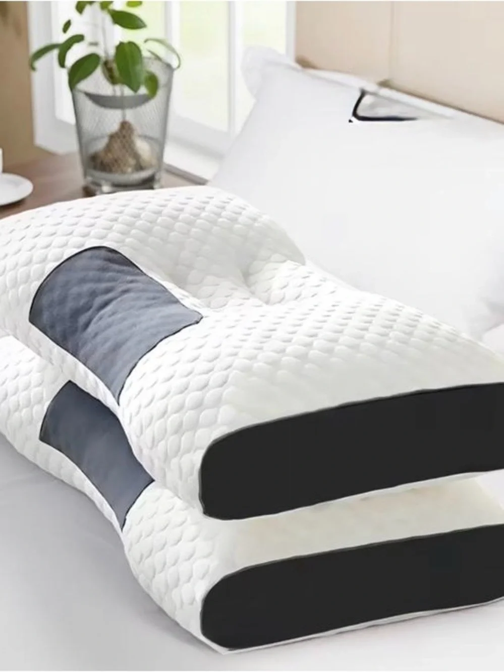 2 pack ,White & gray Contour Memory Foam Pillow - Premium Support better sleep